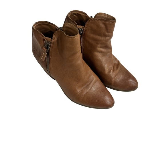 Frye Judith Zip Casual Ankle Booties Womens Size 7 M Cognac Brown Leather - Picture 2 of 7